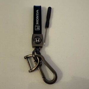 Honda Key Fob Keychain in Black Leather with Logo NWT
